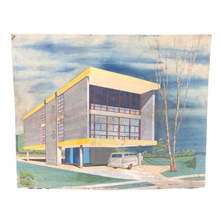 Victor Hornbein, Denver Colorado Architect; 1950s Mid-Century Rendering; For Sale
