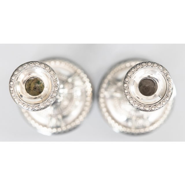 Metal Antique Neoclassical Style English Silver Plate Candlesticks - a Pair For Sale - Image 7 of 9
