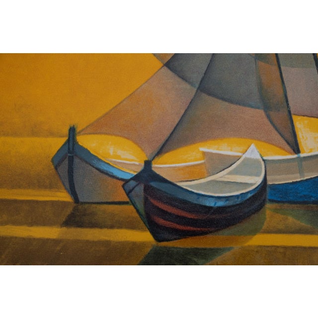 Louis Toffoli: Boats at Sunset, Lithograph For Sale - Image 4 of 9
