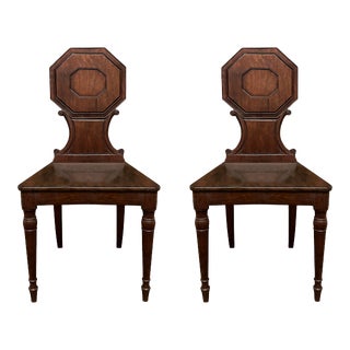 Pair of Early 19th Century English Regency Hall Chairs For Sale
