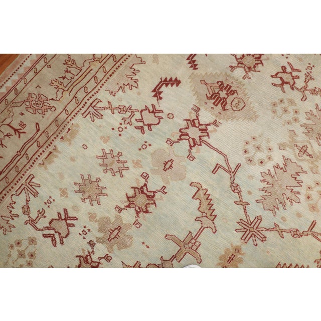 Zabihi Collection Oversize Antique Turkish Oushak Light Blue Decorative Rug For Sale - Image 11 of 12