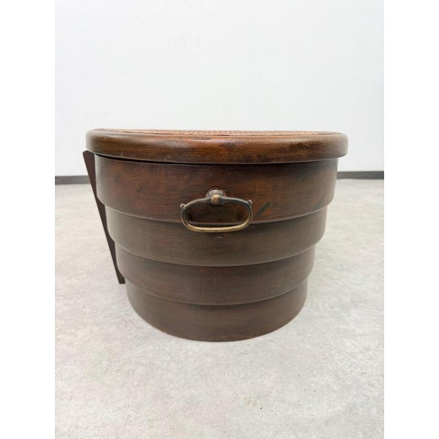 Wood Antique Bentwood Laundry Basket with Rattan Lid from Gebrüder Thonet, 1895 For Sale - Image 7 of 14