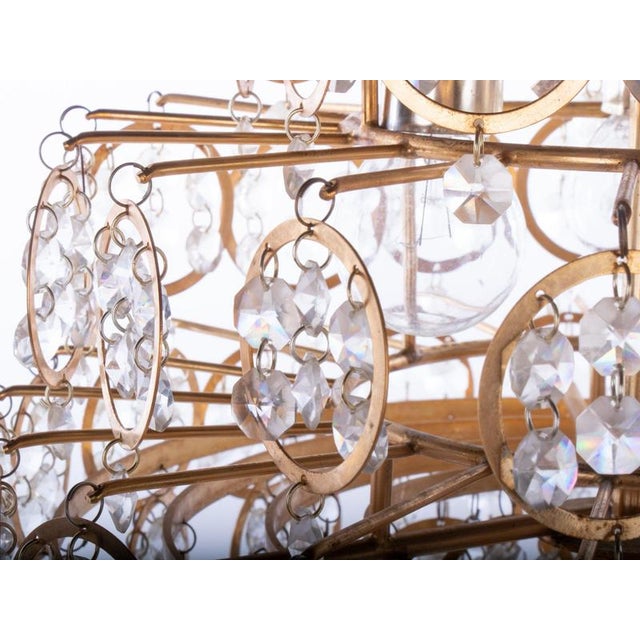 Cascading 28 Chandelier Swarovski Crystal and Gilt Brass by Kurt Faustig, Munich, 1970s For Sale - Image 10 of 14