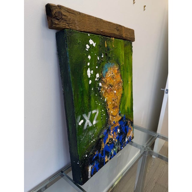Jade Incredible Abstract Portrait Painting by Vladimir Prodanovich, 33.5” X 28.25” For Sale - Image 8 of 12