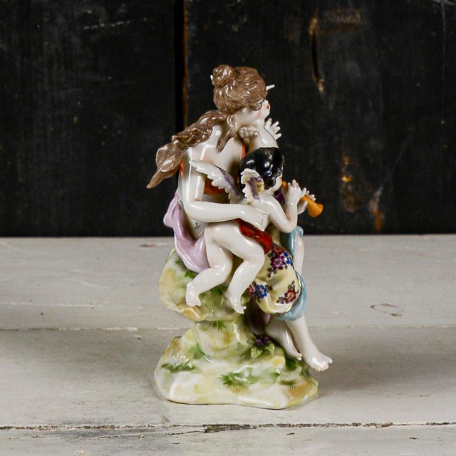 Capodimonte Sculpture Statue of a Woman with Cherubs and Musicians in a Bucolic Scene, 1920s, Ceramic For Sale - Image 8 of 10