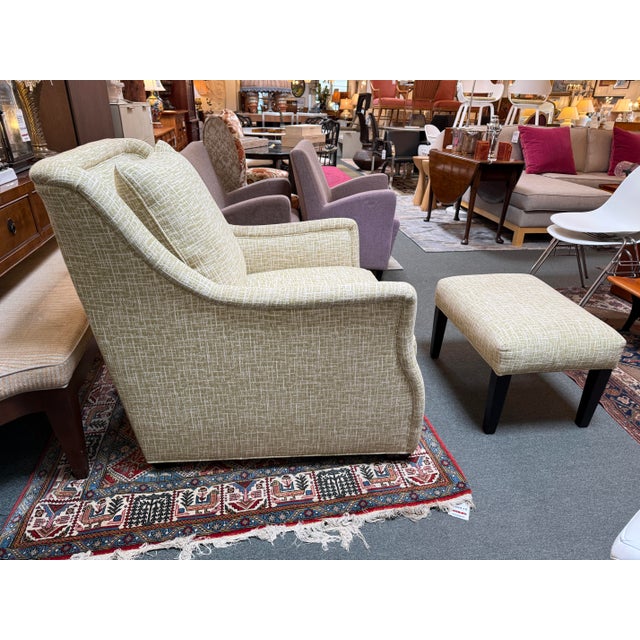 Wood Cr Laine Wingback Armchair + Ottoman For Sale - Image 7 of 12