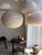 Japanese-Style Round Pink Rattan and Natural Linen Pendant Light For Sale - Image 17 of 18