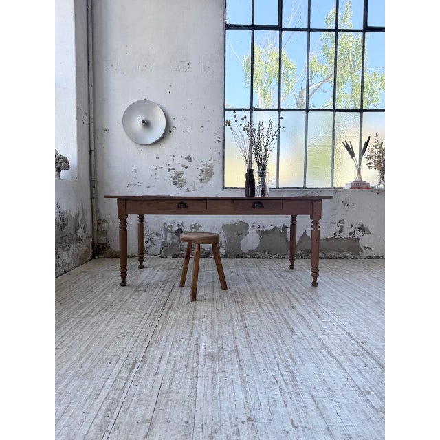 Cherrywood Farmhouse Bistro Table with Turned Legs, 1890s For Sale - Image 17 of 18