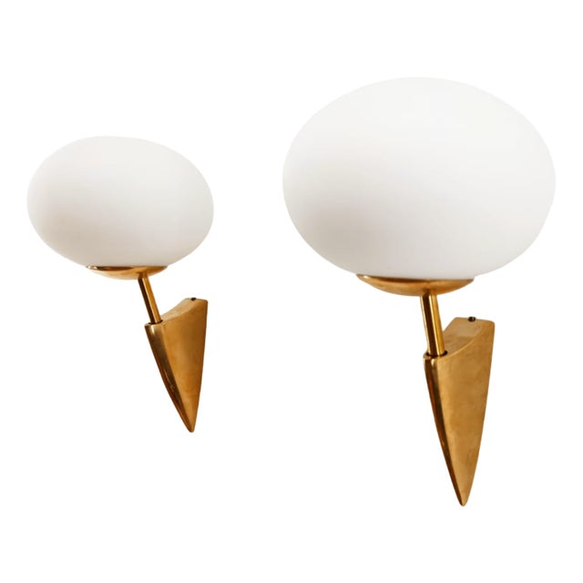 Brass Wall Light with Oval Glass Details For Sale