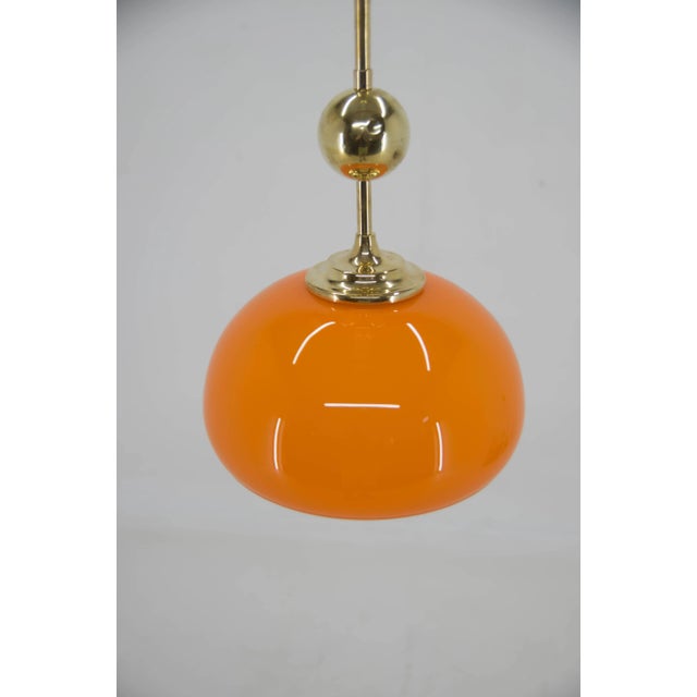 Orange Glass and Brass Pendant, 1980s For Sale - Image 3 of 10