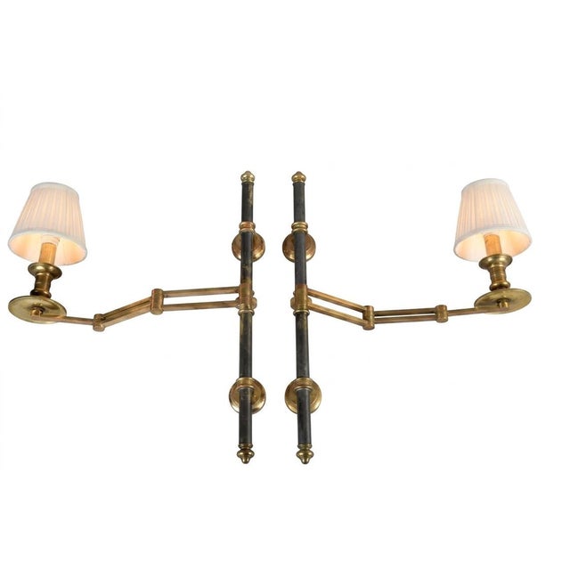 Vintage Brass Swing-Arm Wall Lamps from Maison Jansen, France, 1960s, Set of 2 For Sale - Image 17 of 17