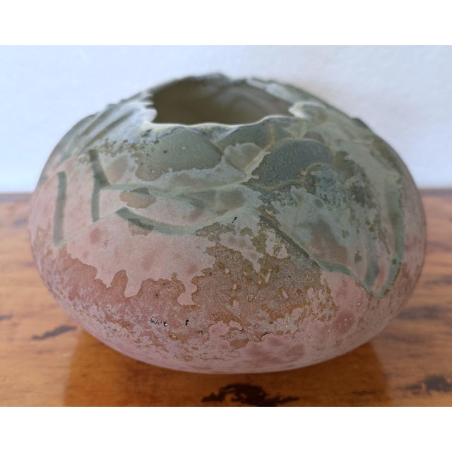 Transitional Large Tony Evans Signed and Numbered Studio Pottery Raku Centerpiece Bowl For Sale - Image 3 of 11