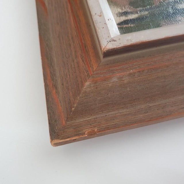 Paint Signed Swedish Mid-Century Modernist Landscape Oil Painting For Sale - Image 7 of 16