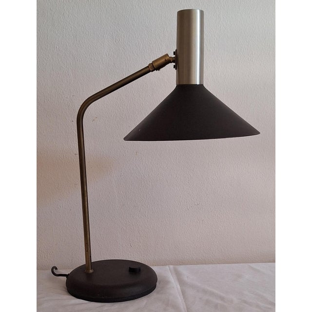 Adjustable German Desk Lamp with Dark Brown Metal Base and Shade from Pfäffle Leuchten, 1970s, in Good conditions....
