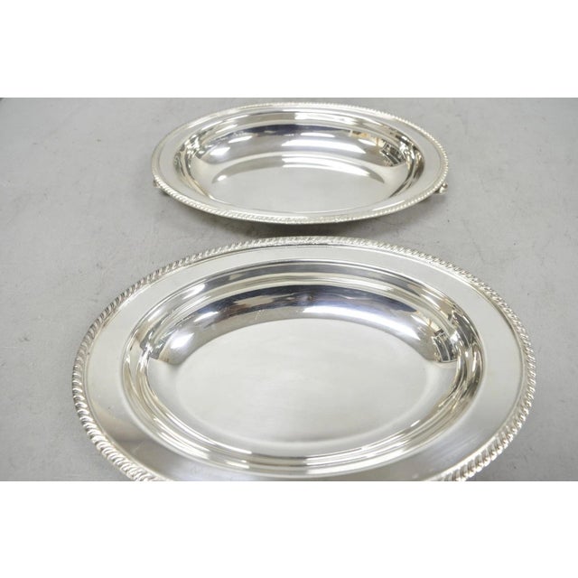 Silver Vintage Oneida Fiesta Silver Plated Oval Covered Vegetable Serving Dish Platter For Sale - Image 8 of 11