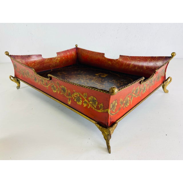 Vintage Hand-Painted Tole Ware Galley Tray For Sale - Image 10 of 10