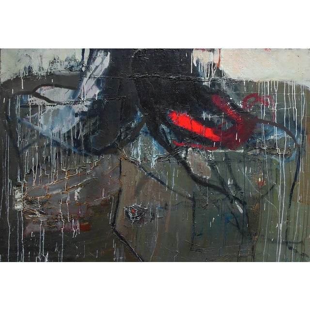 1980 "Two Some" Abstract Expressionist Oil Painting by Jolanta Caban For Sale