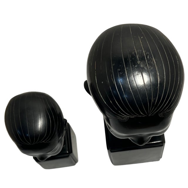 Mid-Century Nguyen Thanh Le Bronze Bust of Young Vietnamese Women- A Pair For Sale - Image 17 of 18