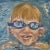 Pool Boy, Contemporary Oil Painting on Birch Board 8"x8" ready to hang. A young boy is happy to swim in the pool, missing...