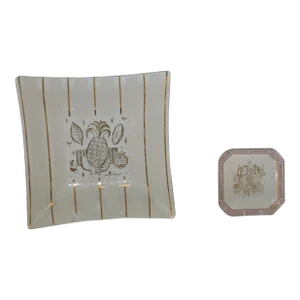 Mid-Century Georges Briard Olympia & Ambrosia Patterns Glass Serving Pieces- Set of 2