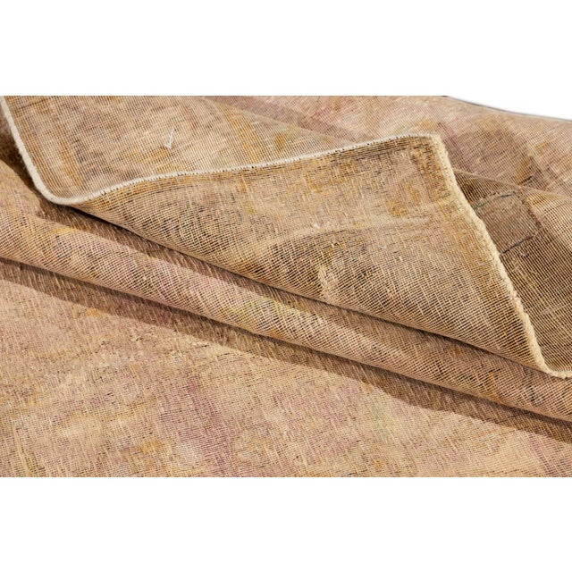 Early 20th Century Antique Distressed Beige Overdyed Handmade Wool Rug For Sale - Image 5 of 11
