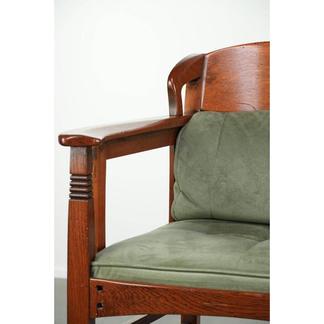 Art Nouveau Jugendstil Dining Chairs with Suede Upholstery from Schuitema, Set of 2 For Sale - Image 12 of 15