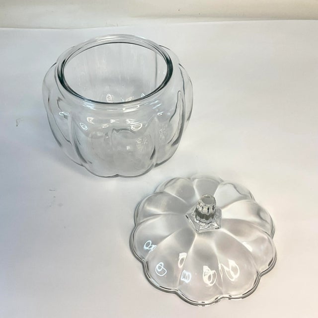1980s Vintage Americana Glass Pumpkin Candy Canister, Halloween & Thanksgiving. For Sale - Image 6 of 6