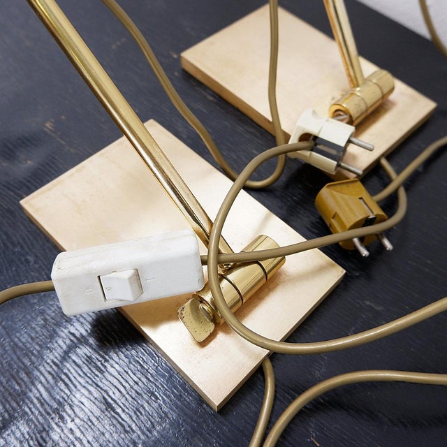 Vintage Brass Articulating Desk Lamps by Stéphane Davidts, Belgium, Set of 2 For Sale - Image 15 of 16