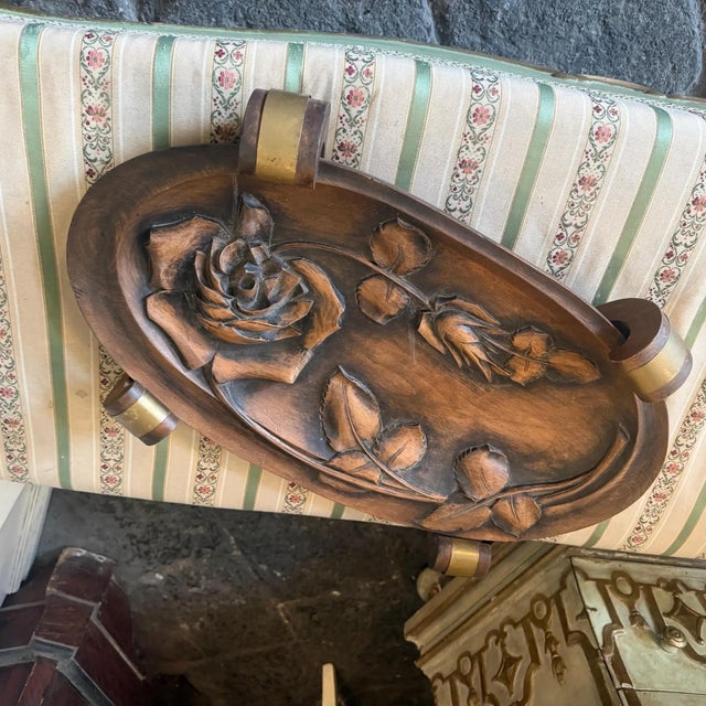 1930s Art Deco Hand-Carved Wood and Brass French Centerpiece For Sale - Image 4 of 15