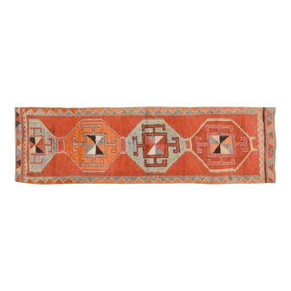 1960s Vintage Anatolian Oushak Handmade Hand Knotted Runner Rug With Natural Colors,3'1"x10'7" For Sale