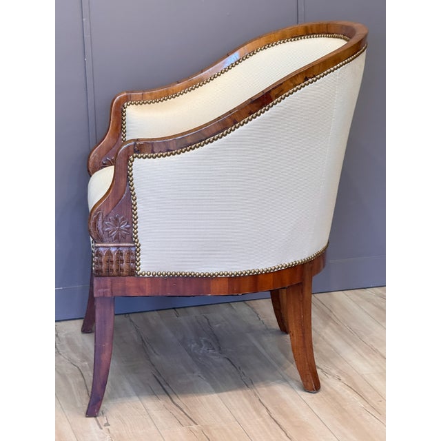 Biedermeier Early 19th Century German Biedermeier Fruitwood Upholstered Tub Chair For Sale - Image 3 of 10