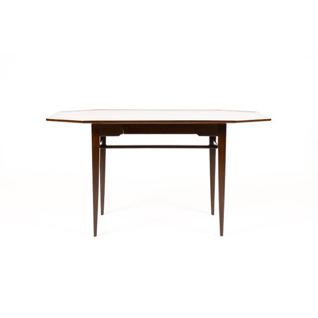 Dunbar Berne Mid Century Vintage Mahogany Writing Desk — Edward Wormley for Dunbar — Octagonal Top For Sale - Image 4 of 11