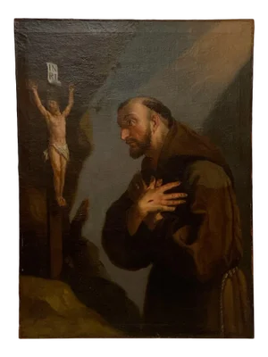 18th Century Framed Oil Painting of St. Francis