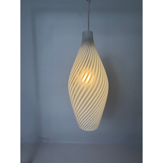 White Vintage Murano Swirl Pendant Lamp, 1970s For Sale - Image 8 of 8