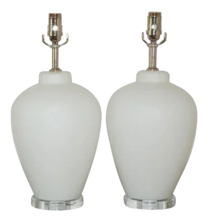Vintage Murano Satin Glass Lamps White