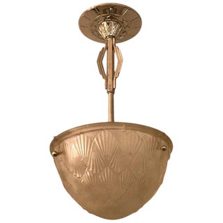 French Art Deco Pendant Chandelier by Hettier and Vincent For Sale