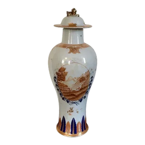 19th Century Chinese Export Porcelain Baluster Vase & Cover