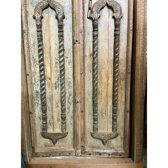 Wood Antique Doors Mid Century Teak Exterior Door With Frame 94.5x45.5 For Sale - Image 7 of 12