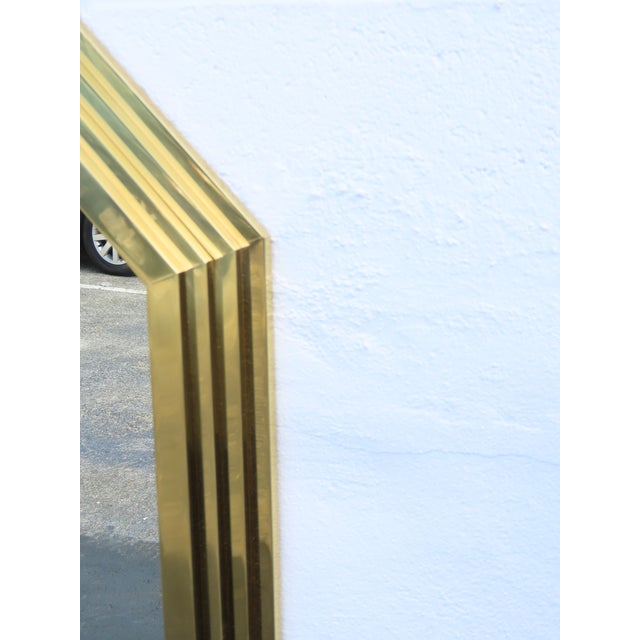 Brass Willy Rizzo Italy 1970s Large Brass Octagon Wall Mirror 6455 For Sale - Image 8 of 11