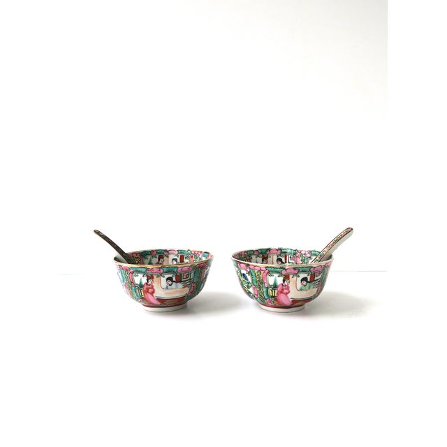 Mid 20th Century Famille Rose Bowl and Spoon Porcelain, Hong Kong Export, 2 Avail. For Sale - Image 5 of 9