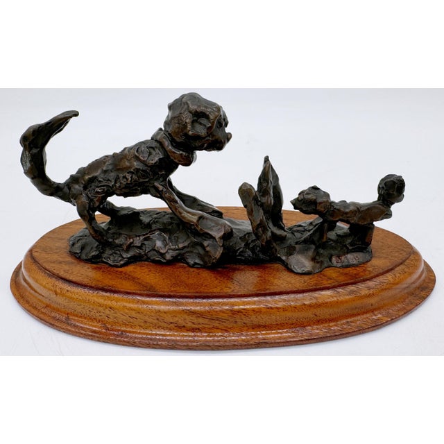 Modern Cast Bronz Dog & Cat Sculpture, Style of Giacometti For Sale - Image 9 of 12
