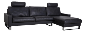 CL 820 Corner Sofa in Anthracite Leather with Chrome Sled Feet from Erpo
