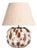 Hand-Blown Glass Table Lamp with Linen Shade in Ice Blue Speckled by Svitanok For Sale