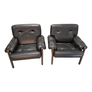 1960s Pair of Danish Leather Armchairs