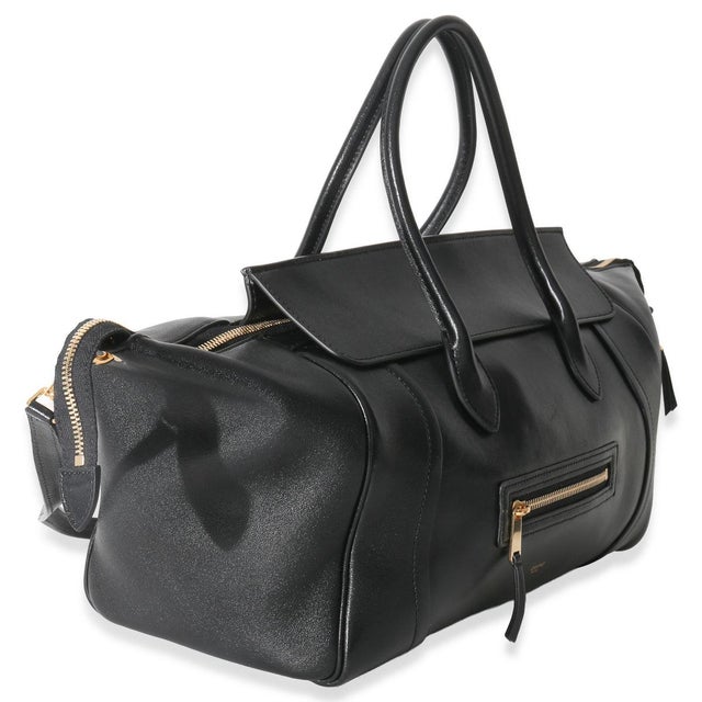 Contemporary Black Supple Shiny Lambskin Medium New Luggage For Sale - Image 3 of 9