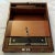 Ancient English Walnut and Brass Intarsia Desk Box with Secret Compartment For Sale - Image 5 of 12
