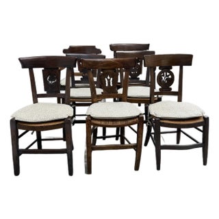 Set of 7 Antique Directoire Chairs For Sale