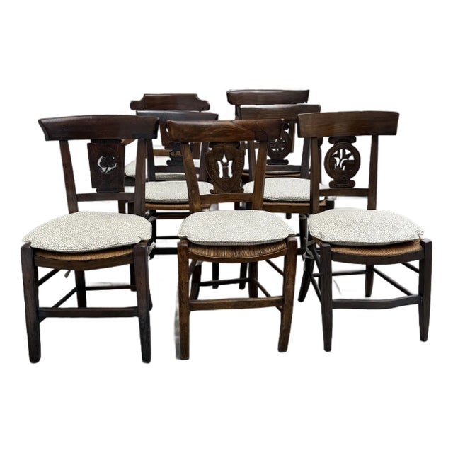 Set of 7 Antique Directoire Chairs For Sale