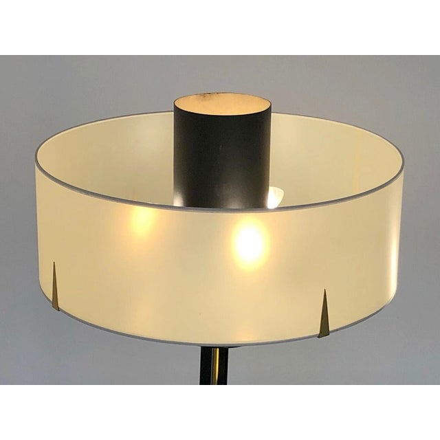 Mid-Century Modern Tripod Lamp in Black Lacquered Metal and Golden Brass, 1950 For Sale - Image 3 of 16