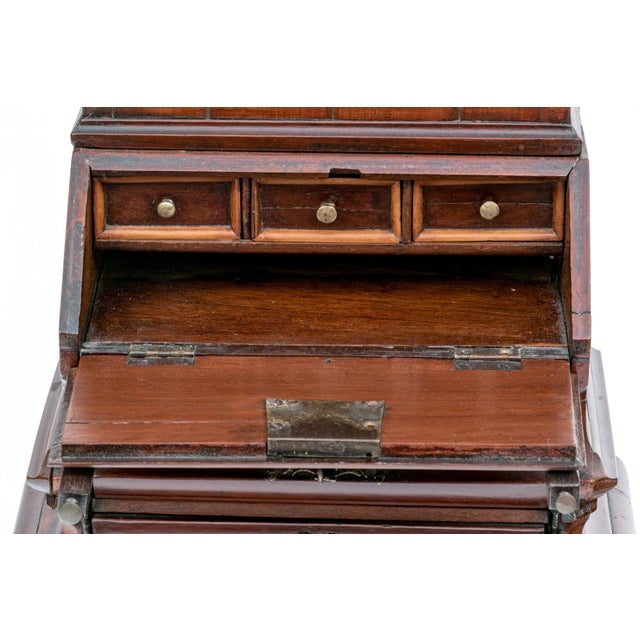 Antique Salesman Sample English Walnut Secretary Bookcase For Sale - Image 9 of 18
